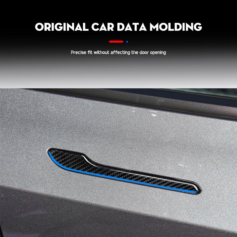 4PCS Door Handle Cover For Tesla Model 3 Y Carbon Fiber Styling Premium Durable 2018-2023  Cover Protector Sticker