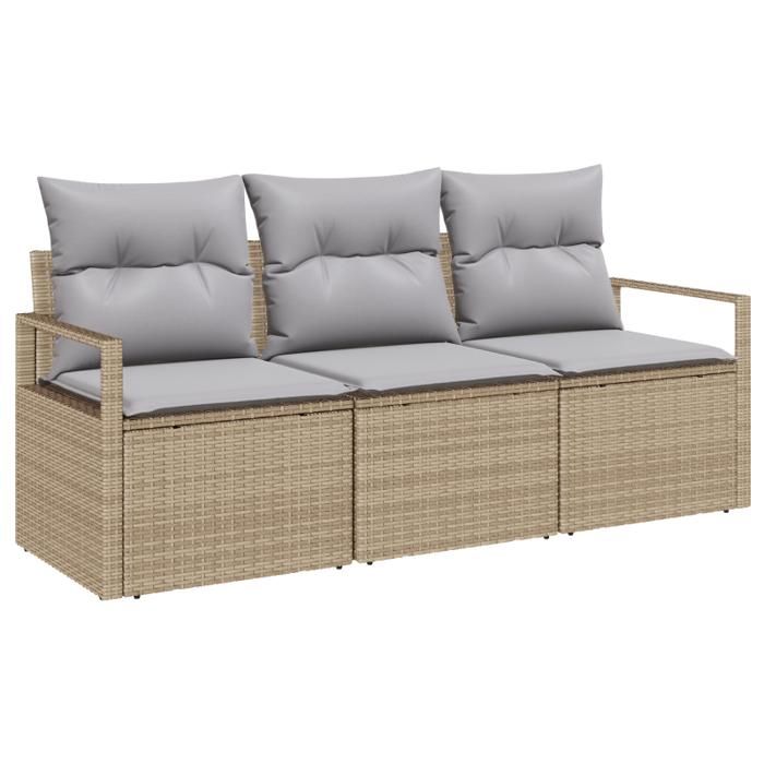 Set de canapé de jardin vidaXL pièces avec coussins Beige Poly Rattan, Canapé de jardin vidaXL 2 places avec coussins 3346240