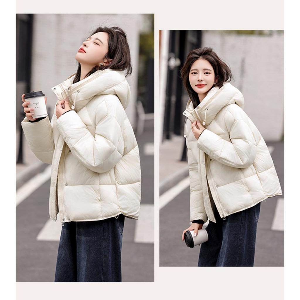 Winter Women's Short Down Jacket, Petite Size, Off-white, High-end Plus Size Loose Fashion Korean Style White Goose Down Coat