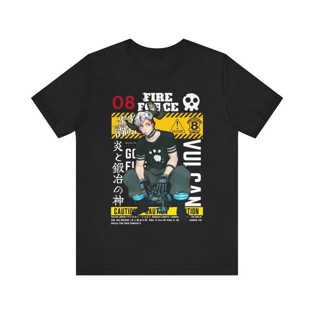Anime Fire Force Vulcan T Shirt Size S 4XL BLACK Size S 4XL S