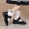 Children's Leather Shoes 2025 New Bow Girl Princess Shoes Soft Sole Casual Student Black Performance Shoes