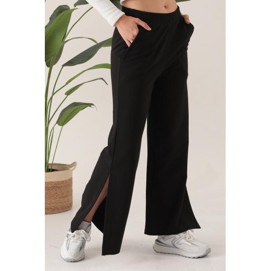 Women's Pocketed Slit Sweatpants Trousers