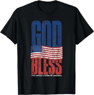 God Bless The United States of America Flag July 4th Quote Independence T-Shirt