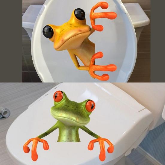 Frog Bathroom Toilet Sticker Waterproof Frosted PVC Material Frog Long-lasting Toilet Decorations Decals
