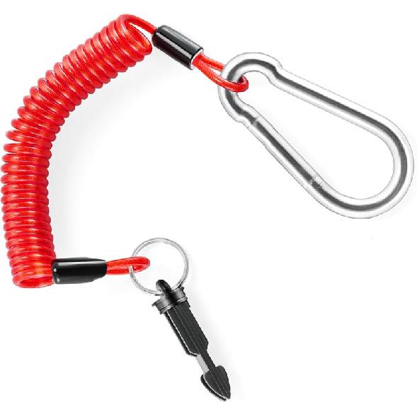 JUSTTOP 6FT Breakaway Trailer Cable,Heavy Duty Stainless Steel Spring Towing Coiled Wire,Emergency Brake Wire Camper Safety Breakaway Cable With 4FT