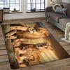 1pc 2D Flat Lion Family Resting Warm Sunset Flannel Area Rug Non Slip Safari Animal Carpet For Living Room Bedroom Floor Decor