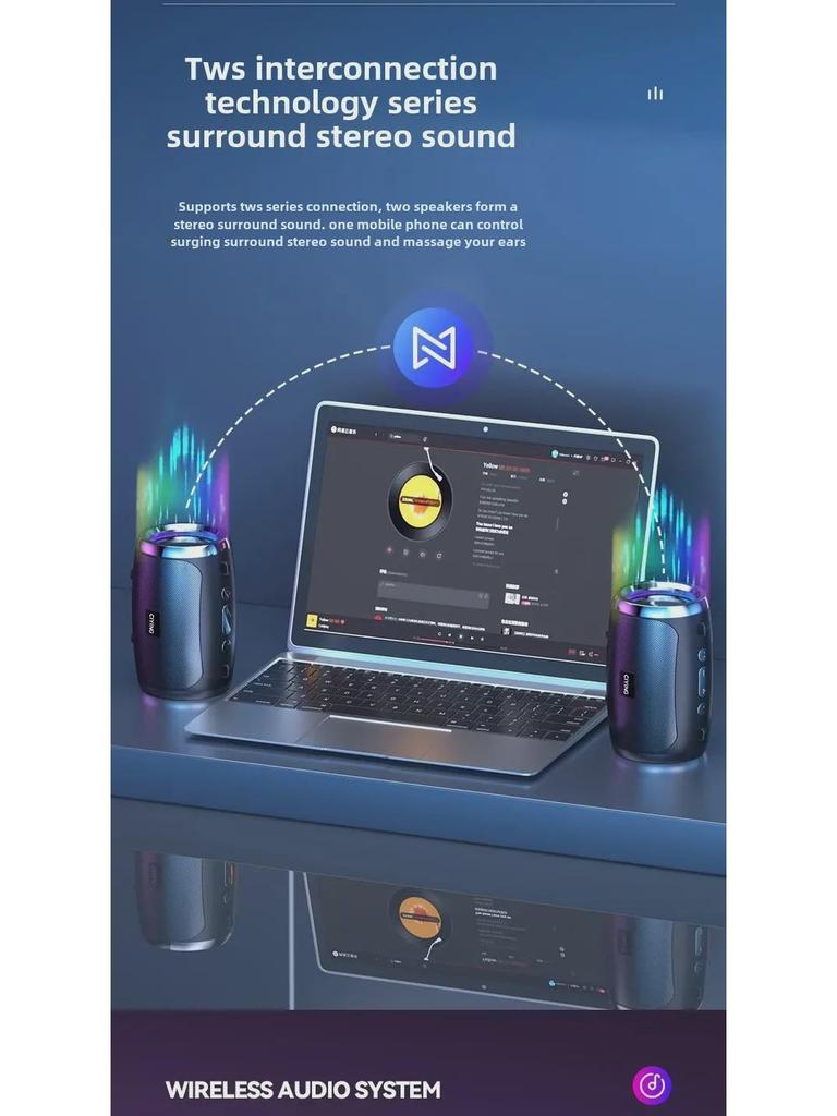 Chytrý přenosný Bluetooth reproduktor: Velký objem, malé rozměry pro domácí, venkovní a automobilové audio