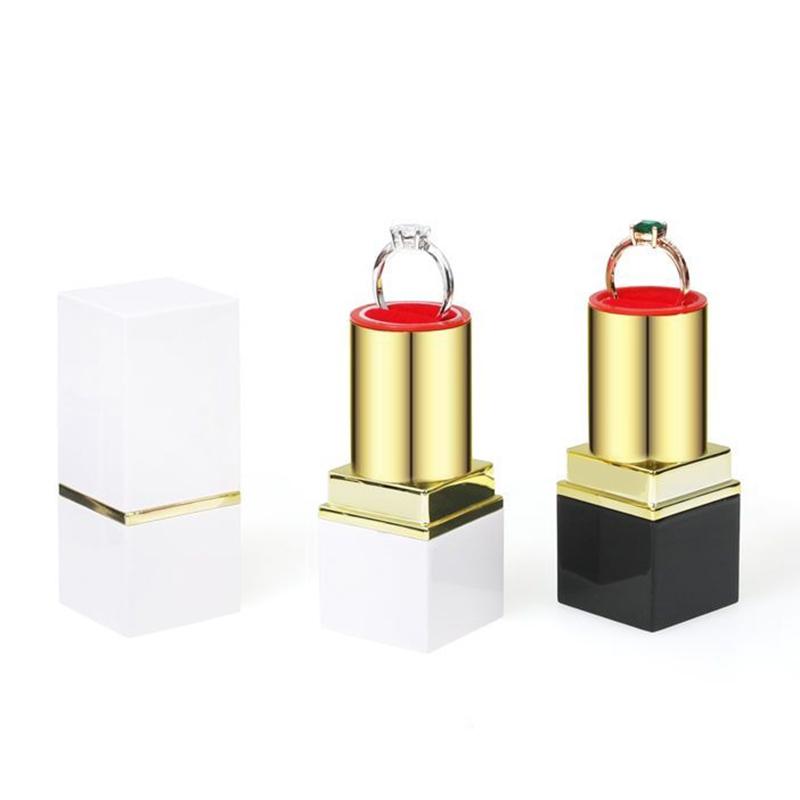 Portable Mini Lipstick Jewelry Packaging Box Rotating Ring Storage Boxes Creative Pendant Organizer Box Wedding Gift Boxes