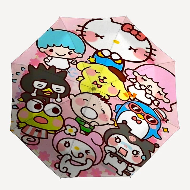 1pc Hello Kitty & Friends Automatic Opening Folding Umbrella - 8 Bone Iron Frame, Portable Design for Outdoor Use, Perfect Gift for Fans, Travelers, E