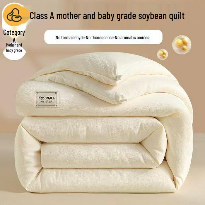 

Class A Antibacterial Soybean Fiber Thickened Quilt - Warm for Winter, Cozy for Spring and Autumn, Single Cotton Quilt for All Seasons 150x200cm 3 Jin Summer Quilt