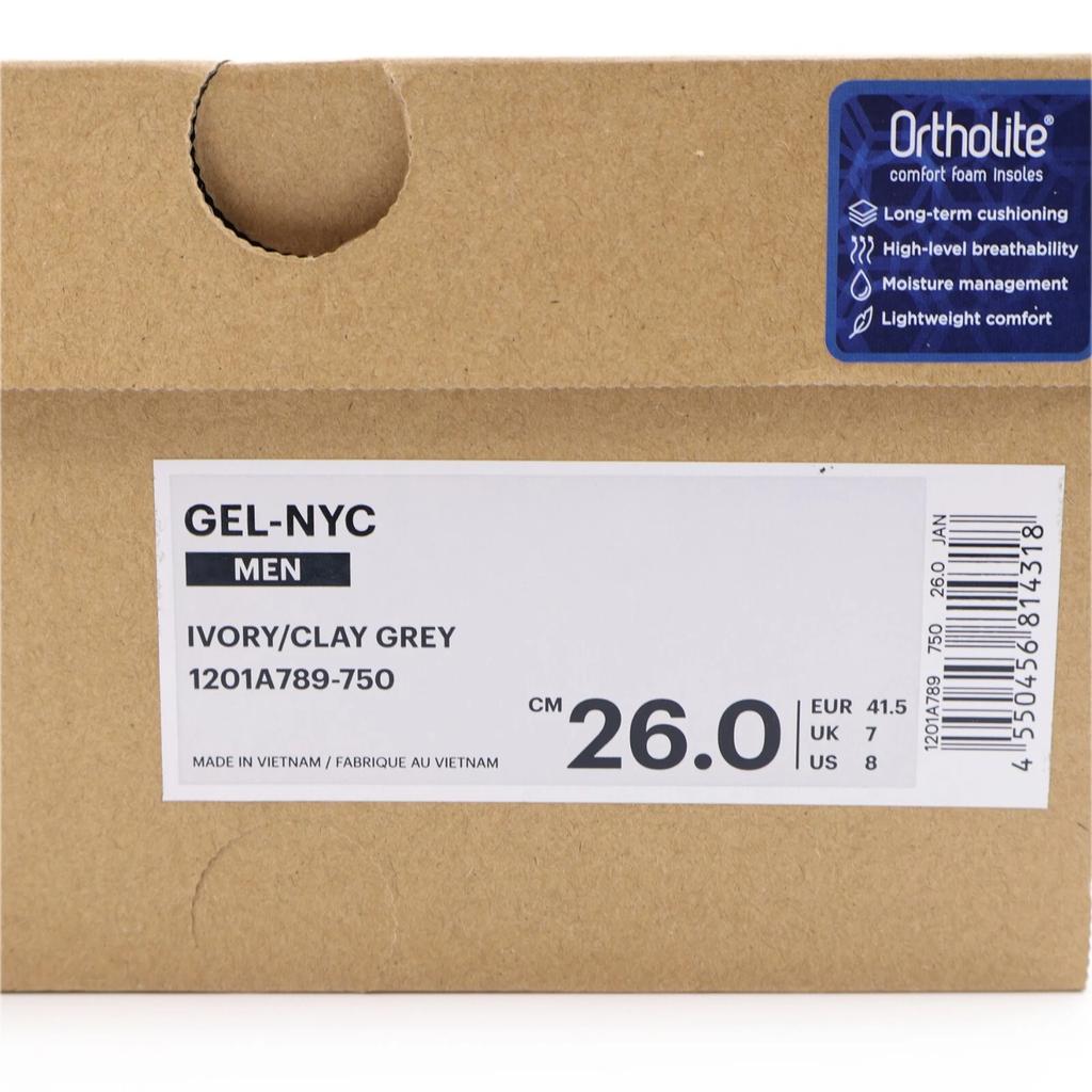 1201A789-750 Asics Gel-NYC Marfim Argila Cinza Branco Bege Preto Cinza Escuro (Masculino)