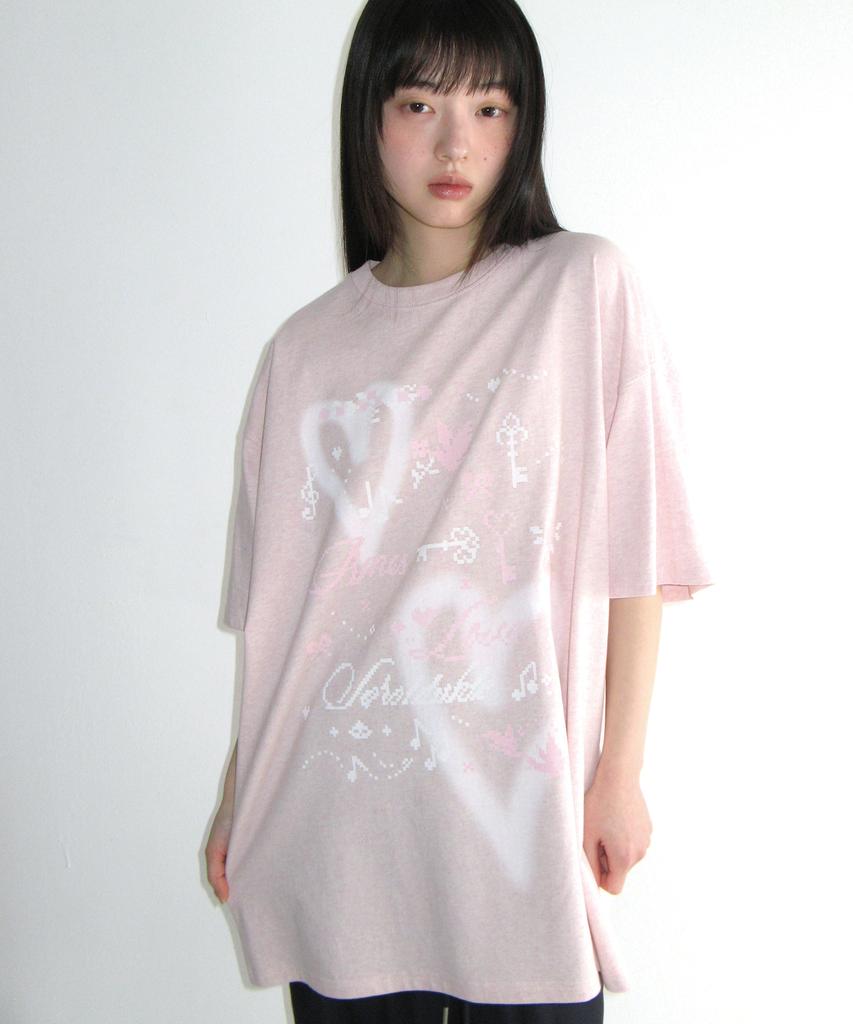 AMES-WORLDWIDE Heart Pixel Art Tee Pink