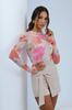 Bluzka Tiulowa Blake - Watercolor Flowers Orange and Pink S/M