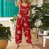 Women's Casual Christmas Printed Jumpsuit Sleeveless Printed Cotton Jumpsuit