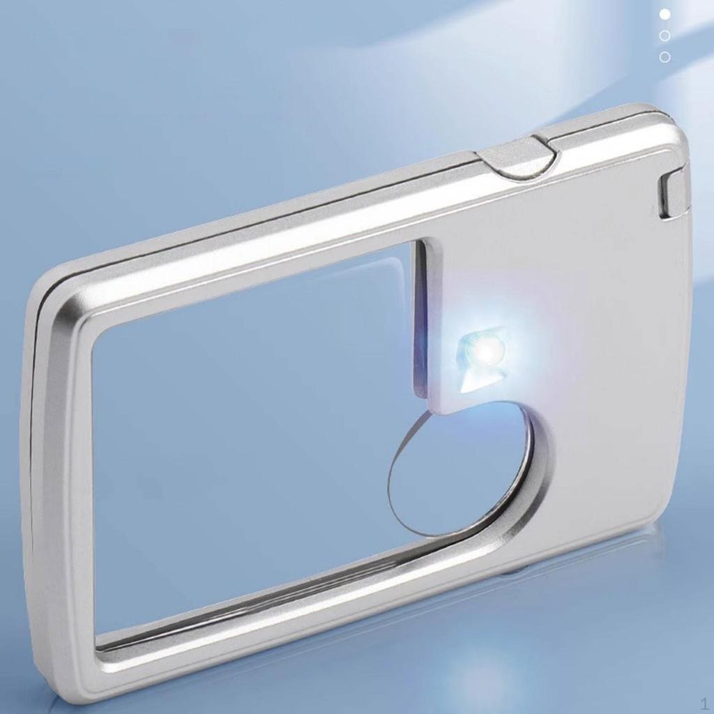 Card Magnifier Double Magnification Portable with Light Pocket Magnifying Glass 3X 6X for Blueprints