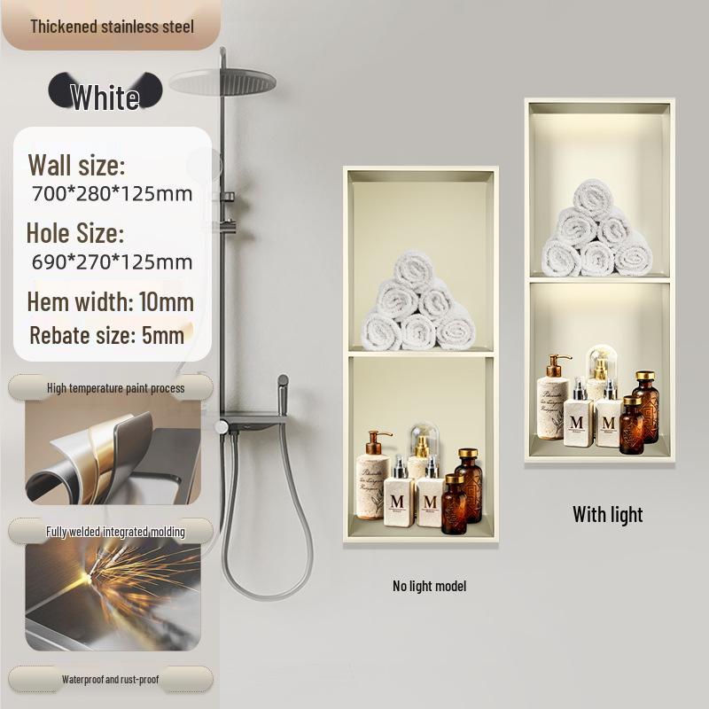 304 Stainless Steel Seamless Built-in Toilet Storage Anti-Fingerprint Recess Box