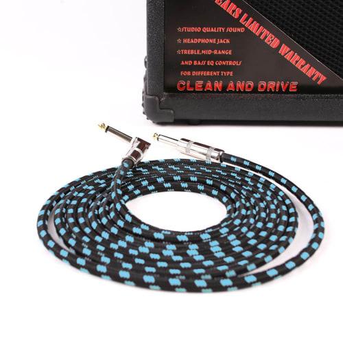 Guitar Shield Cable, SL Type, 1m/3m/5m Length, 6.35mm S-L Type Plug, Guitar/Bass Shielded Cable, 6.5mm, Heavy-Duty Nylon Braided, Break-Resistant, Com