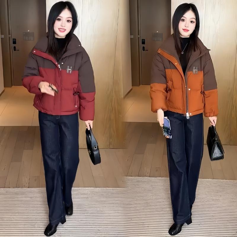 Down Cotton-padded Clothes Women's Short New Contrasting Color Cotton-padded Clothes Casual Loose Warm Cotton-padded Jackets Jacket Batch