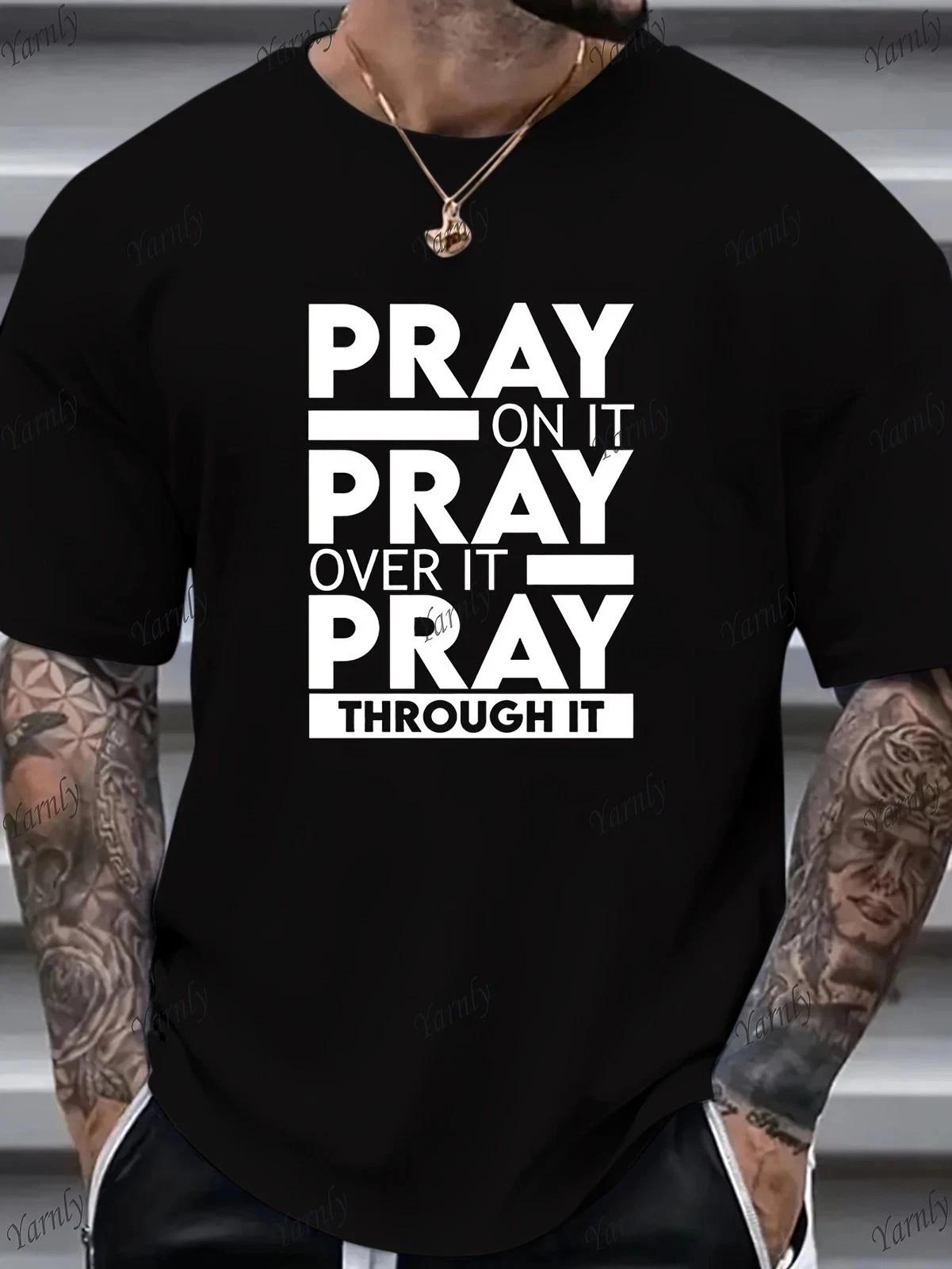 PRAY T Shirt Retro Christian Faith Graphic Trendy Casual Summer Tee M