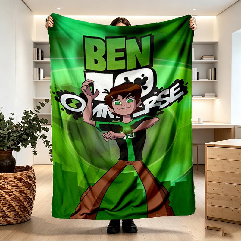 Ben 10 Cartoon Print Blanket - Soft & Comfortable, for Bedroom, Travel, Sofa, Home Decoration - Birthday Christmas Gift for Friend