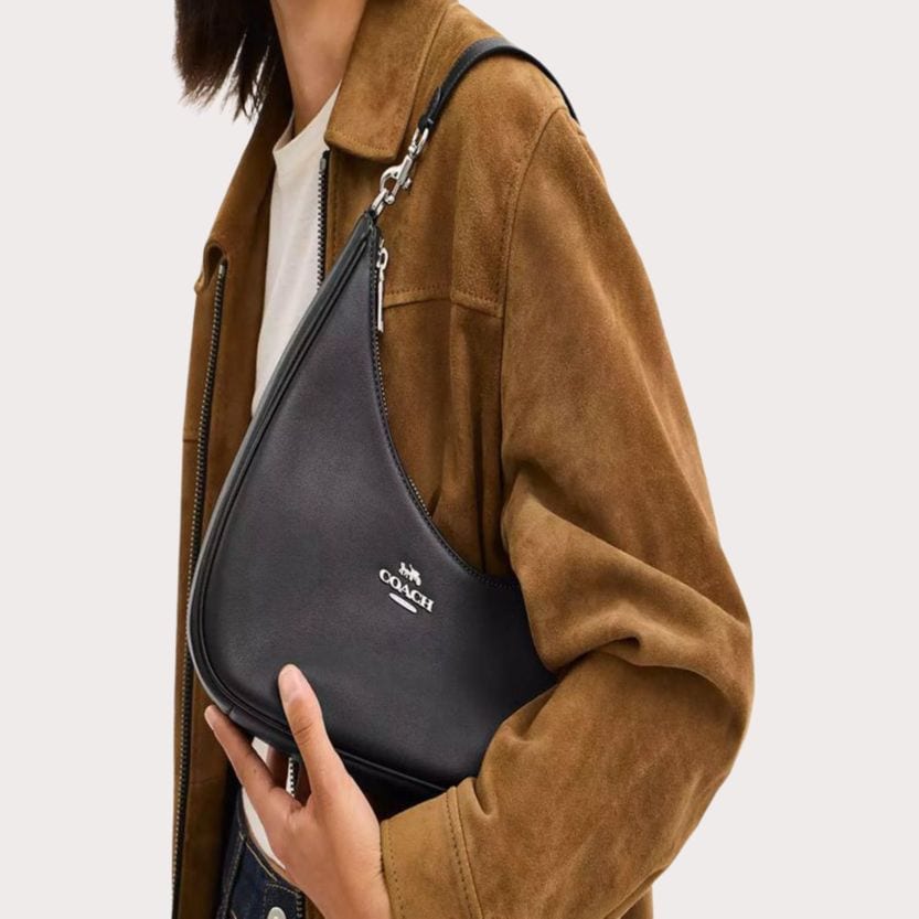 Coach Teri Leather Shoulder Bag Large Women's Black CBI01-SVBK