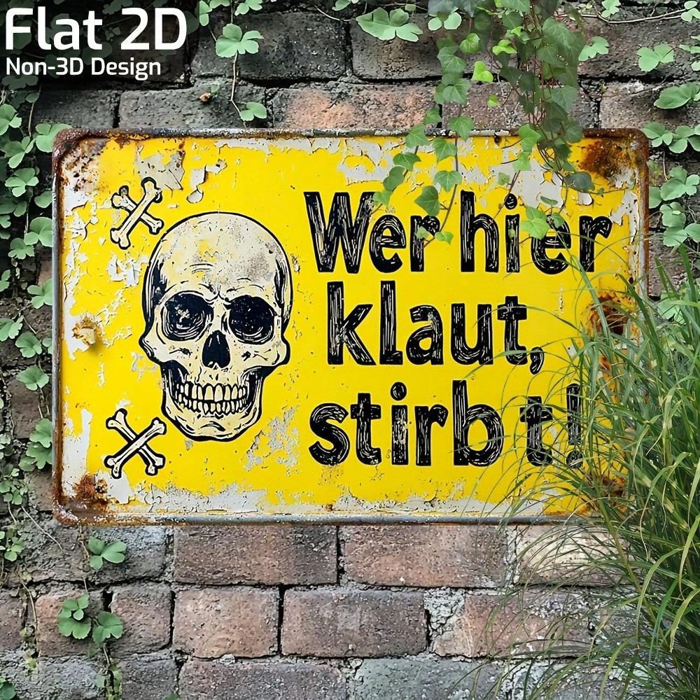 Vintage Metal Tin Sign Skull Crossbones Retro Wall Plaque Garage Bar Cafe Decoration 8x12 Inch