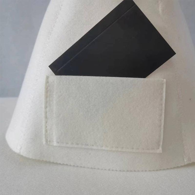 Gray & White Felt Bath Cap  Minimalist Thickened Sauna Hair Drying Cap Absorbent Heat-Preserving with Card Pocket