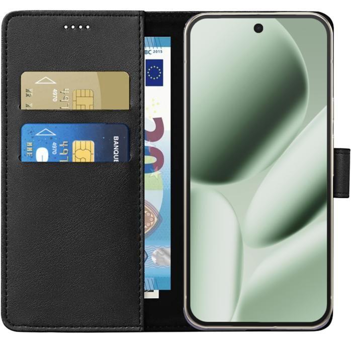 Coque - PHONILLICO - Google Pixel 10 Pro XL - Portefeuille Noir - Clapet Aimanté - Rangement Cartes