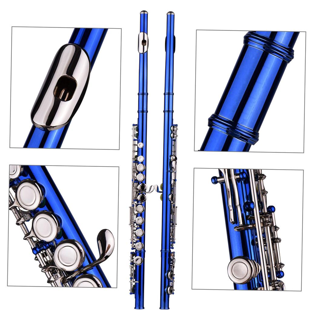 Closed Hole C Flute 16 Keys Cupronickel Nickel plated Wind Instrument with Carry Case Flute Stand Gloves Cleaning Cloth