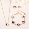 Conjunto de Brincos, Pulseira e Colar de Trevo 3 Peças Acessórios de Moda Coloridos de Luxo Leve