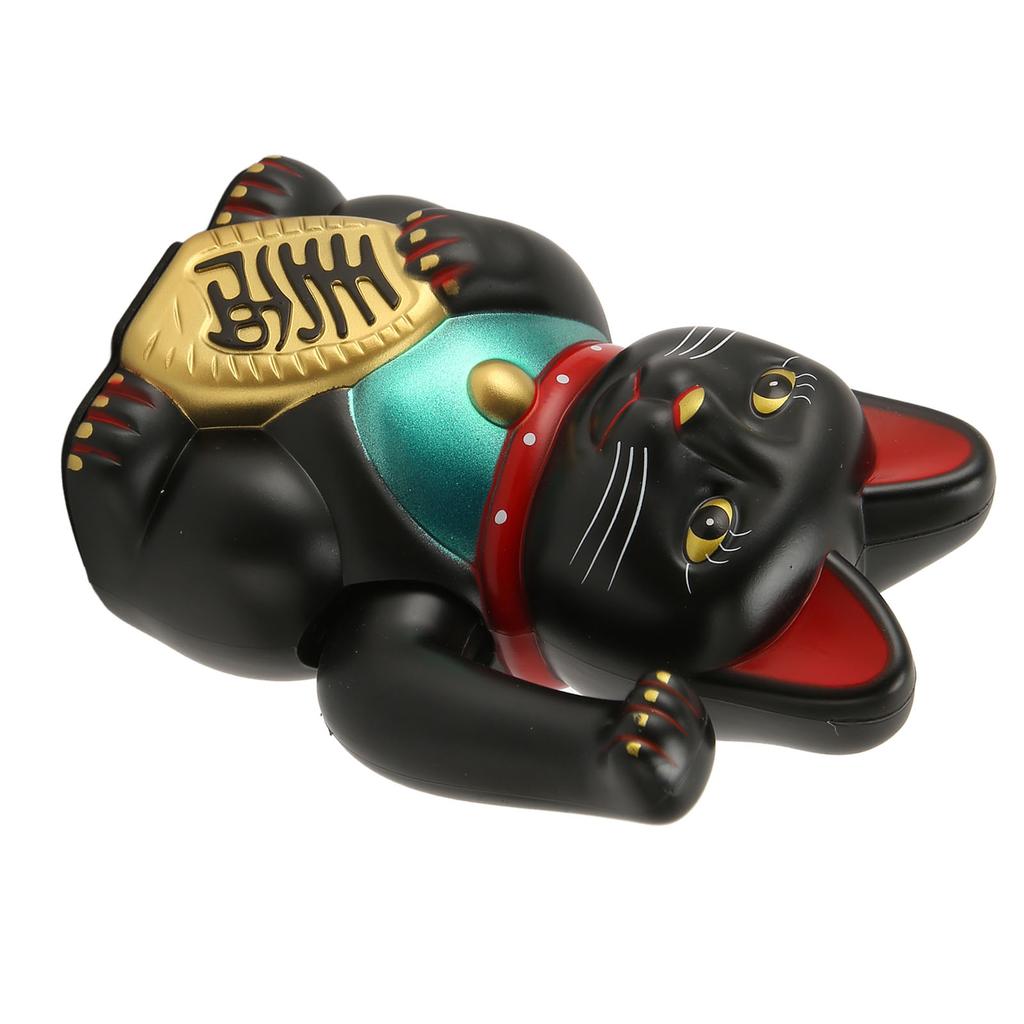 Lucky Cat 6 Inch Plastic Electric Fortune Cat Figurine for Entryway Home Gift New Store Opening Black 0256E