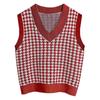 Women's Casual V-Neck Pullover Shirt Collision Color Sleeveless Sweater Vest