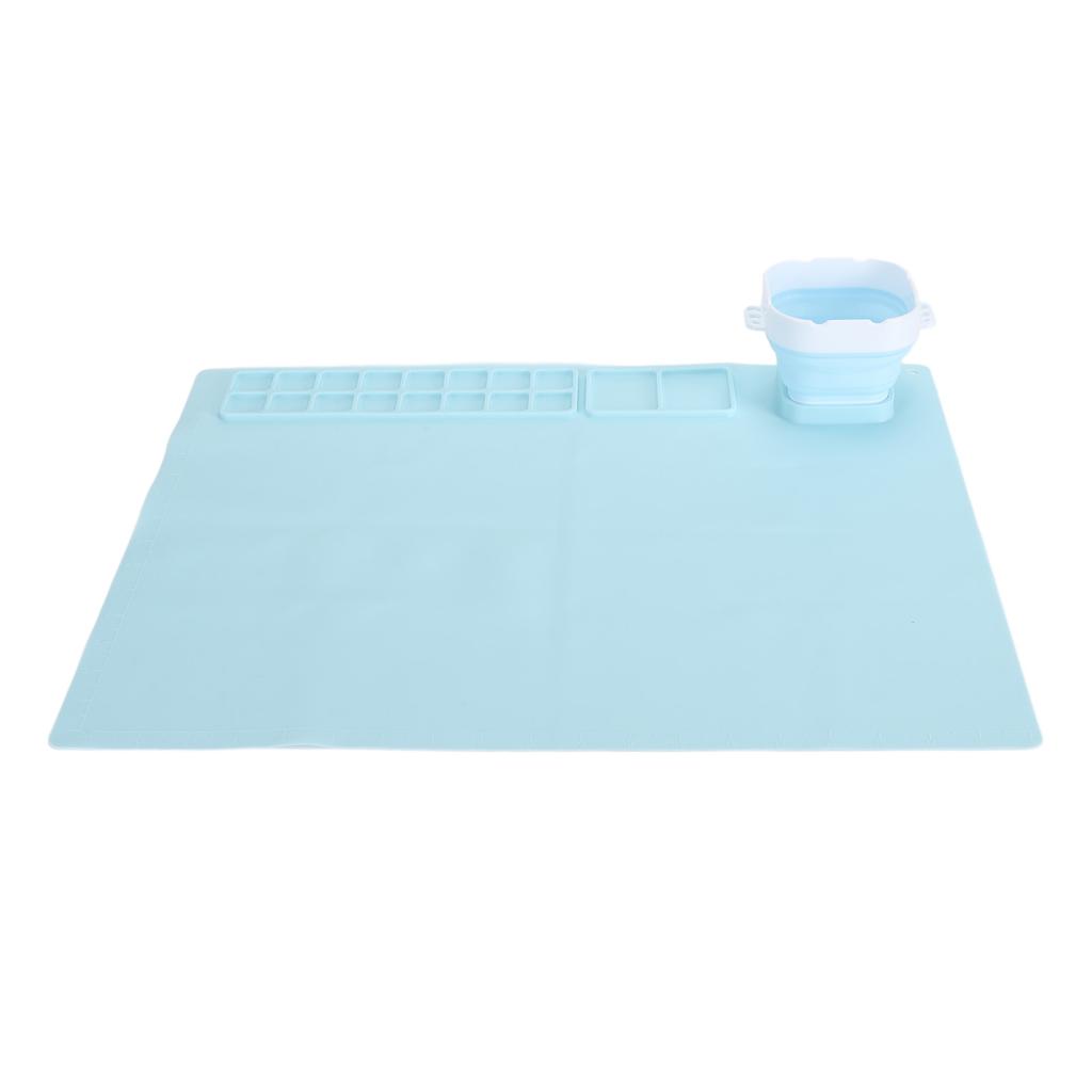 Silicone Painting Mat with Water Cup Washable Protruding Scale Line Silicone Art Mat for Children