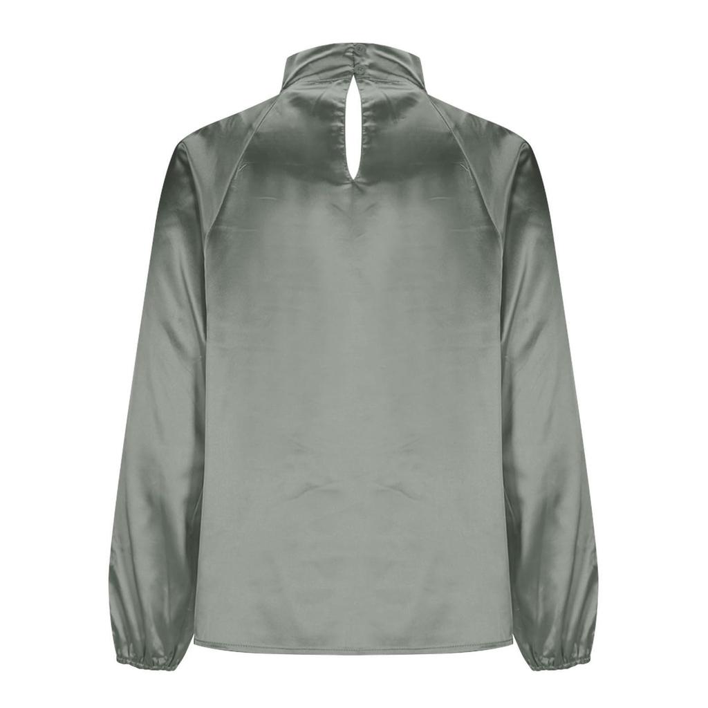2025 New Satin Silk V-neck Long Sleeve Women's Loose Top