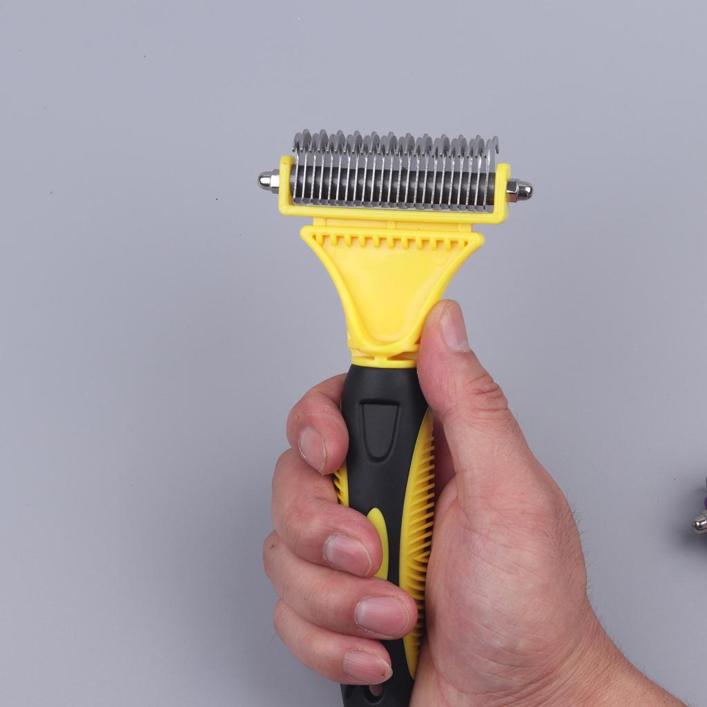Double-Sided Knot & Shedding Comb for Pets - 23+12 Floating Hair Rake for Cats & Dogs