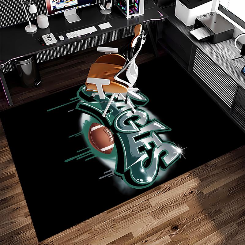 1pc Philadelphia Eagles LOGO Print Area Rug - Soft,Washable Non-Slip Indoor Mat for Office Chairs,Living Room,Home Office Decorative Rug