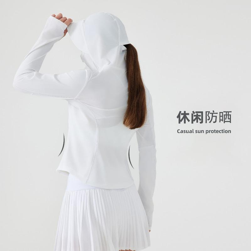 New hooded face covering sunscreen clothing women's two-way zipper breathable outdoor UV protection skin clothing