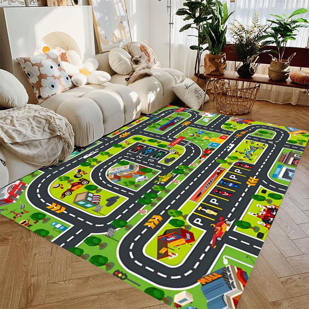 Children s City Transportation Track Printed Carpet Game Anti-slip Mat Area Mat Boy and Girl Educational Carpet 40X60CM