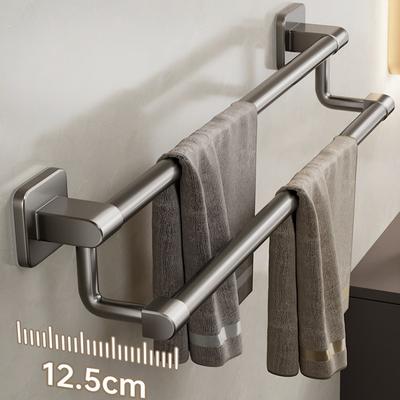 Suporte de toalha autoadesivo, camada dupla, toalheiro de banheiro, sem perfuração, rack de armazenamento de cozinha, organizador de banheiro