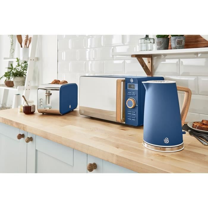 Breakfast Set - SWAN - Nordic Blue - Microwave 800W - Toaster 900W - Kettle 1.7L
