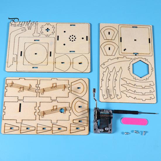 1 Sada DIY Retro Gramofon Model Kit Ručně vyráběné Dřevěné Puzzle Ručně poháněný Fonograf Stavebnice Řemesla Gramofon STEM Projekt Dětská Vzdělávací Hračka
