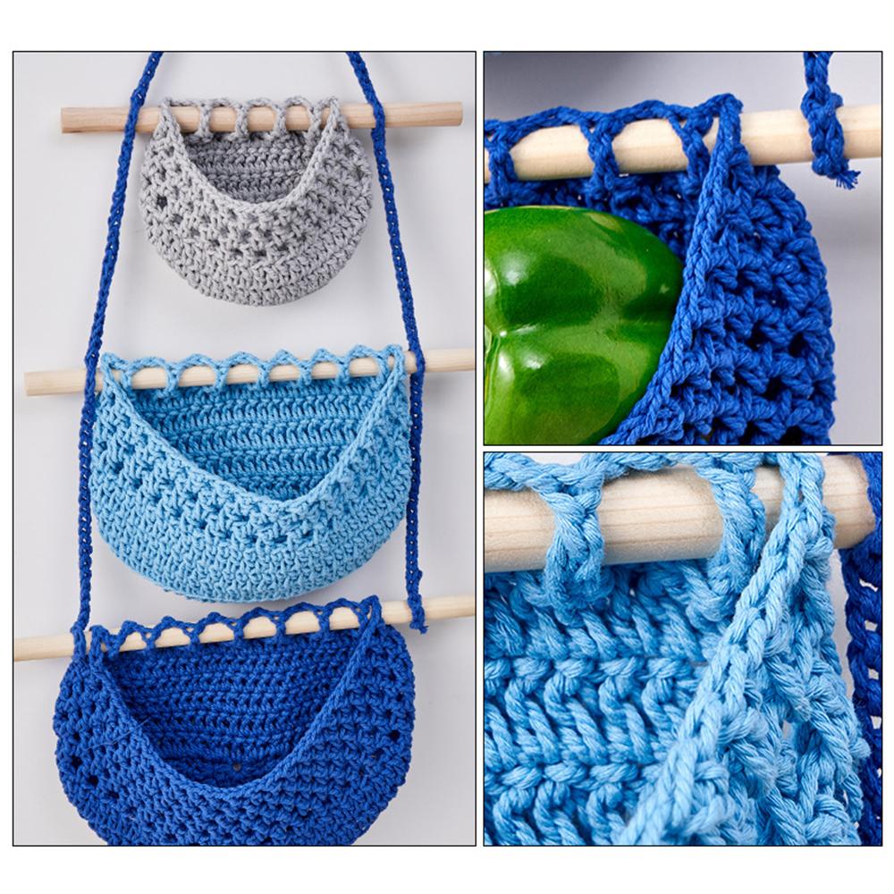 1PC Three-Layer Fruit Hanging Basket, Detachable Wall-Mounted Fruit Net Bag, Simple Woven Bag Vegetable And Fruit Basket