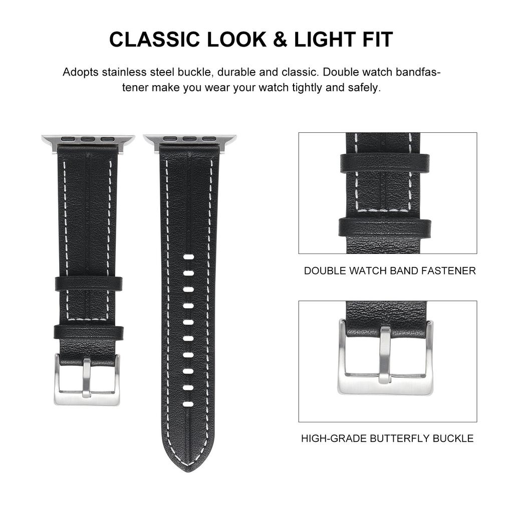 Watch Strap for Apple Watch Series 10 42mm/9 8 7 41mm/SE (2023) SE (2022) SE 6 5 4 40mm/3 2 1 38mm Genuine Leather Watch Band