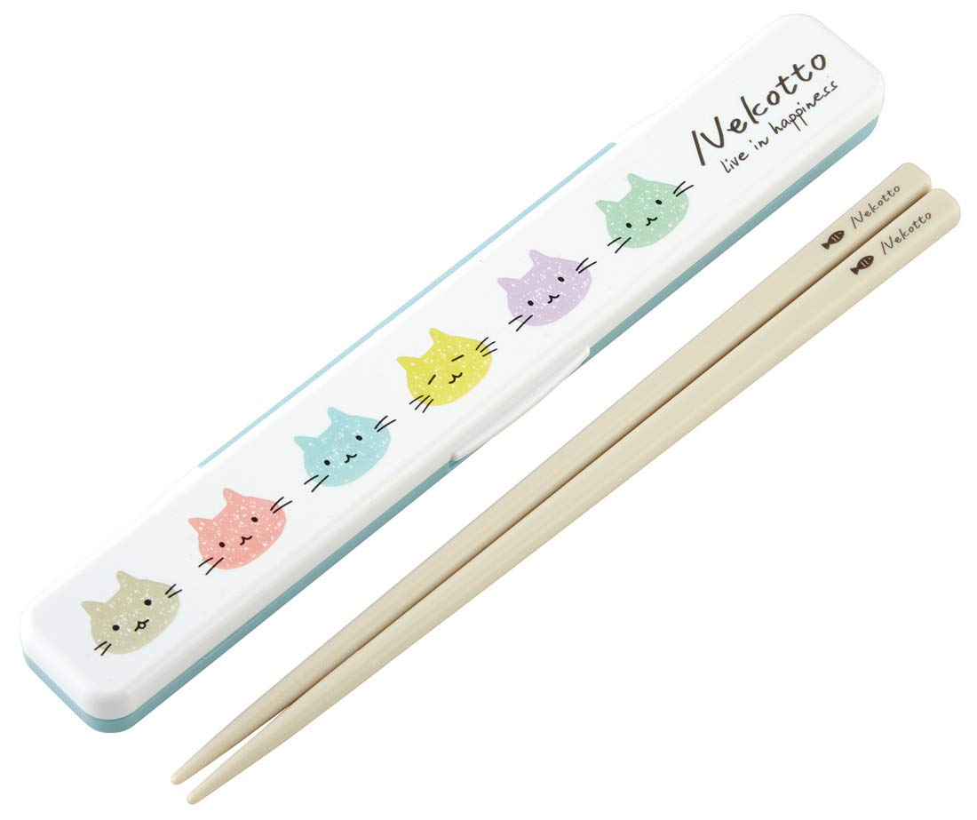 

Skater Chopsticks and Chopstick Case Silver Ion Made in ABC3AG Set, 18cm, Ag+ Antibacterial, Nekotto, Colorful, Japan,