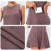 Sleeveless Tennis Dress for Women Workout Exercise Dress with Built-in Bras & Shorts Golf Athletic Dresses for Women Running Yoga Sports Dresses