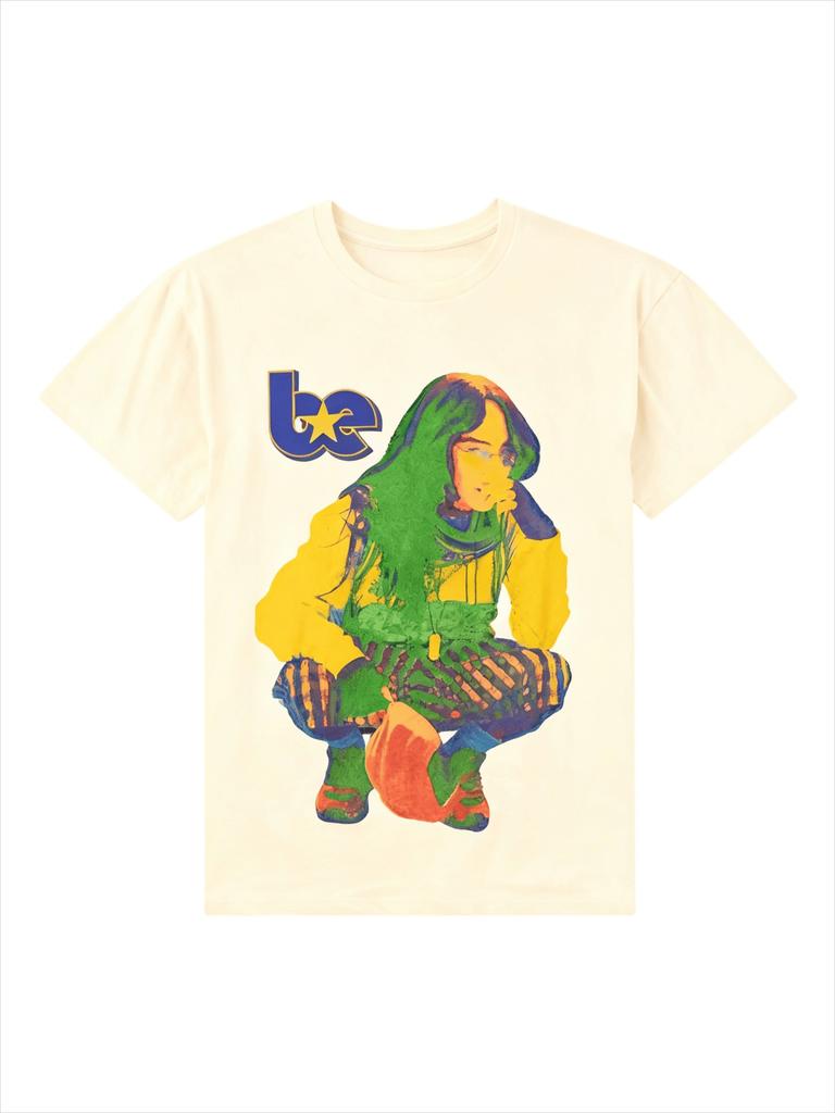 Billie Eilish Color Crouching Portrait Printed Casual Fashion Summer Tshirt for Unisex and Women Loose Oversized Cotton Tshirt