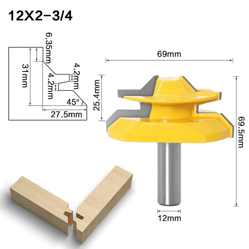 1/3pc Lock Miter 45 Degree Glue Joint Router Bits Glue Joint Set Woodworking Cutter Tenon Cutter for Woodworking Tools 12mm 1/2inch Shank