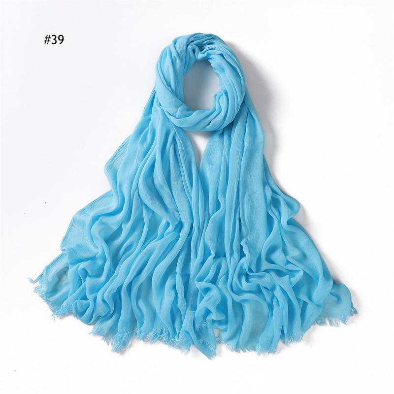 % Rayon Pleated Solid Color Human Cotton Two-end Beard Bag Headscarf Female, New Breathable Soft Scarf