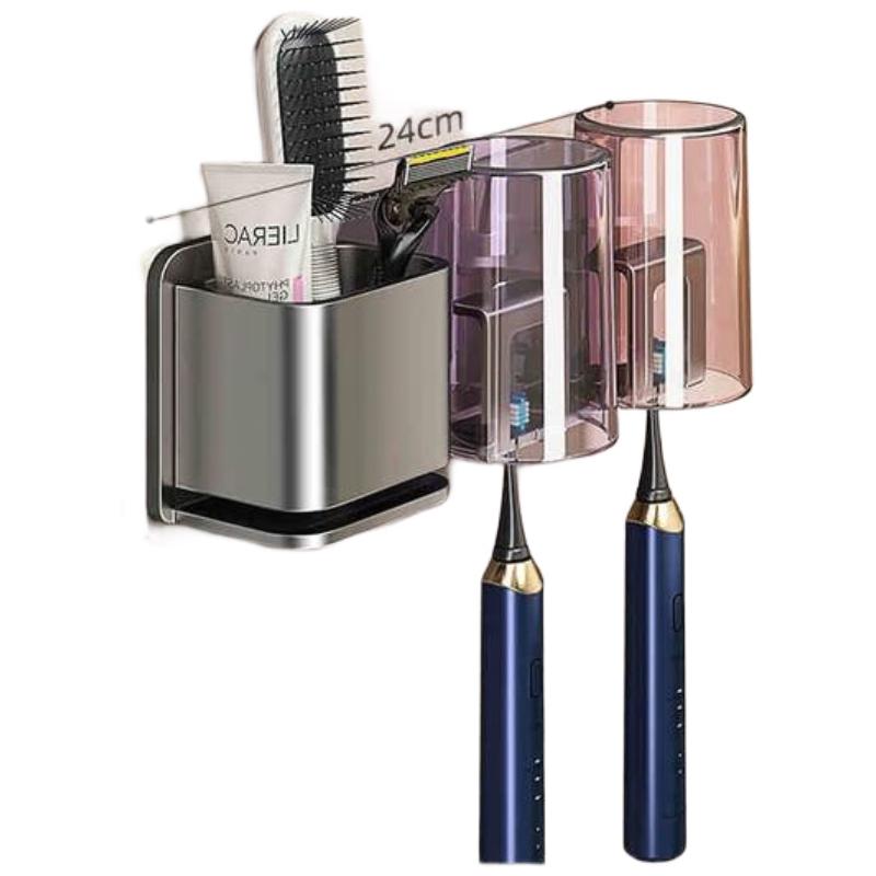 Adhesive Wall-Mounted Double Toothbrush Holder