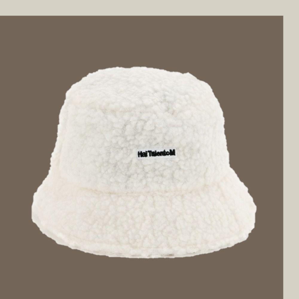 Lamb Cotton Fisherman Cap Warm Beanies Autumn Winter Sun Caps Casual Bucket Hat  for Girls Boys